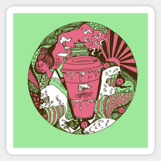 Pink and Mint Coffee In Japan Sticker